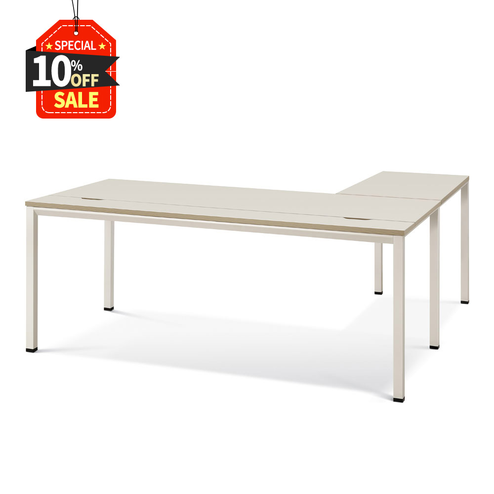 [하이퍼스] 아르카 사이드형 책상세트 25T상판 크림화이트 컬러 W1600~1800
