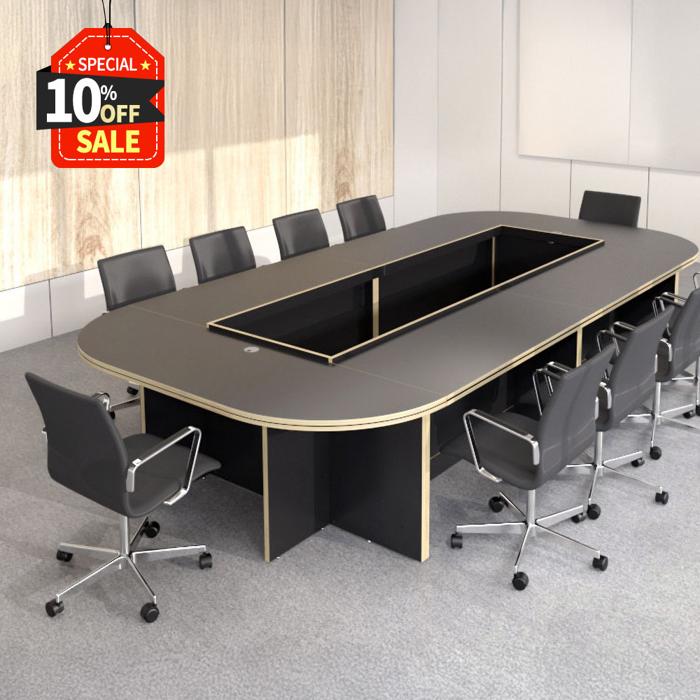 [하이퍼스] 클레버 모듈형 10인용 회의 테이블 ㅁ자형 연결형 확장 가능 그라파이트 A타입