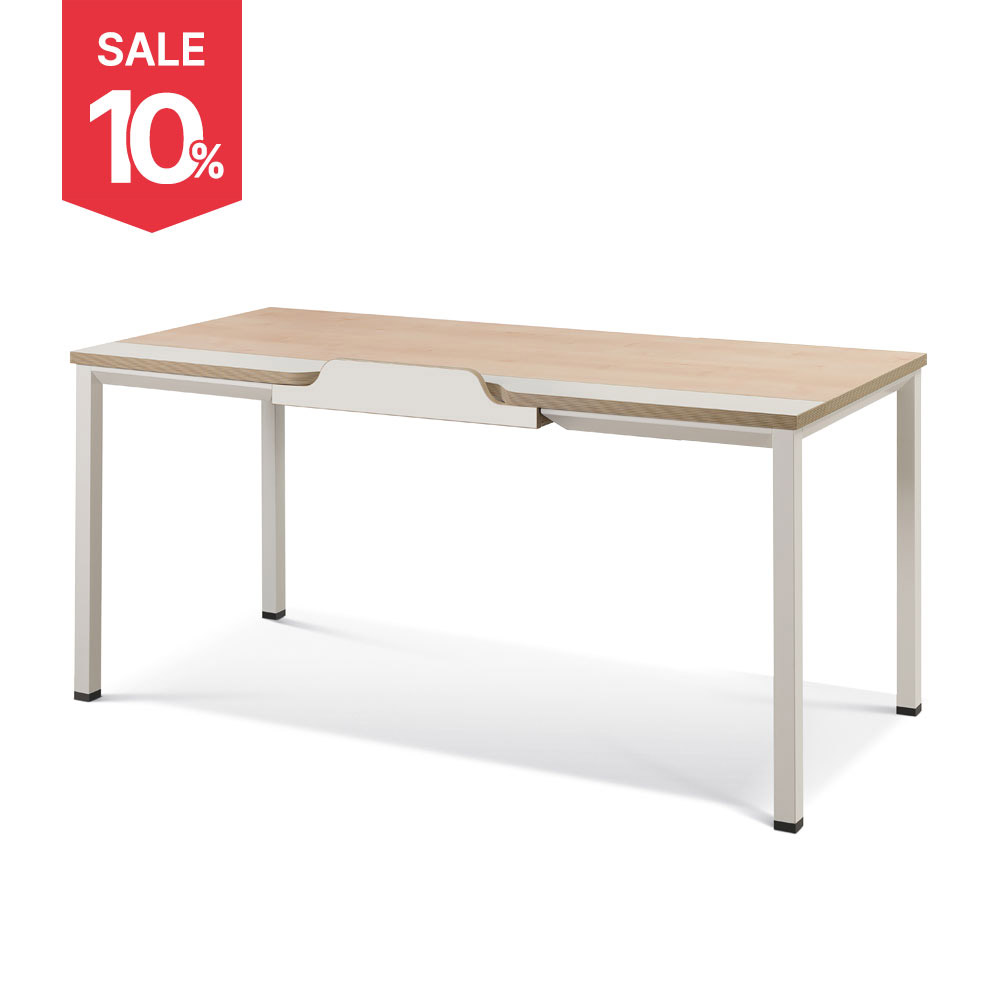 [하이퍼스] 알테라 기본형트레이 책상 25T상판 메이플 컬러 W1200~1800