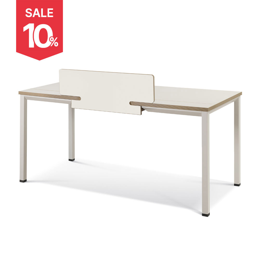 [하이퍼스] 알테라 확장형트레이 책상 25T상판 크림화이트 컬러 W1200~1800